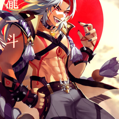 《原神》荒泷一斗Atataki Itto头像 肌肉 Q版吃巧乐兹冰棍_9