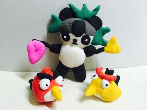 幼儿园手工课作品彩泥大熊猫_5