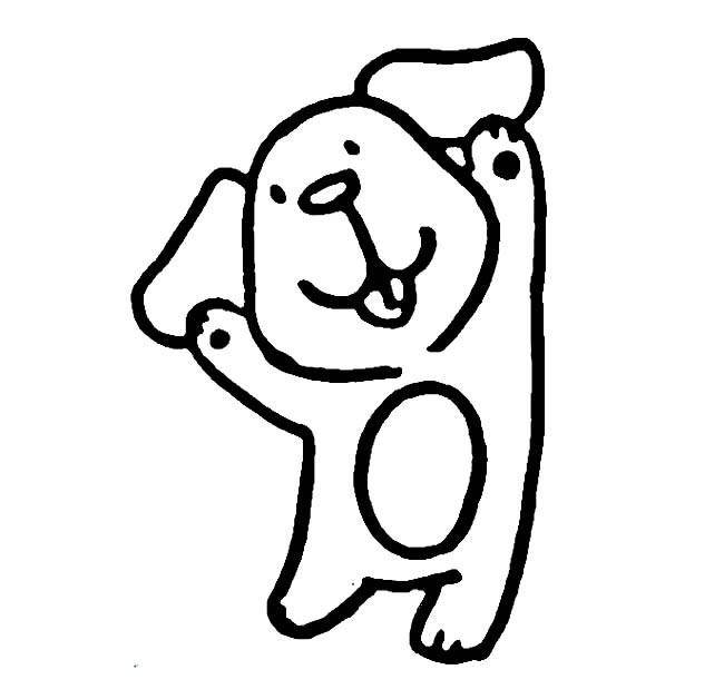 可爱小狗黑白简笔画图片大全_6