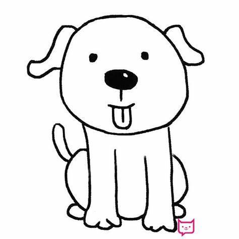 可爱小狗黑白简笔画图片大全_9