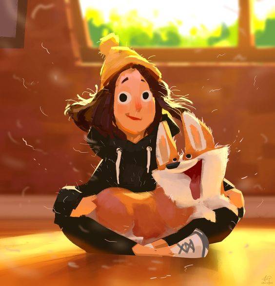 女孩和狗狗可爱卡通Q版头像图片_13