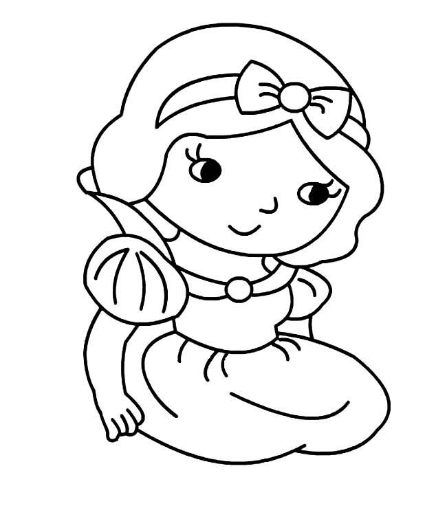 白雪公主黑白卡通形象简笔画大全_5