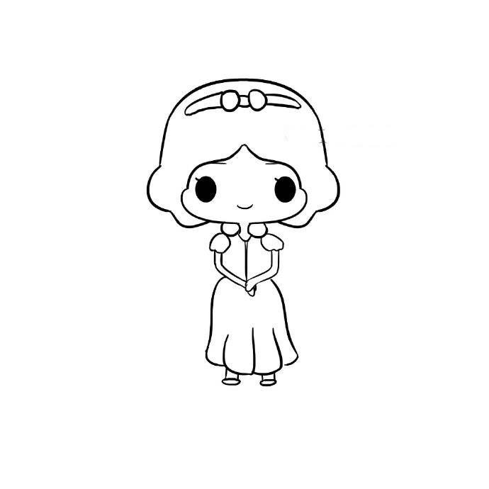 白雪公主黑白卡通形象简笔画大全_6