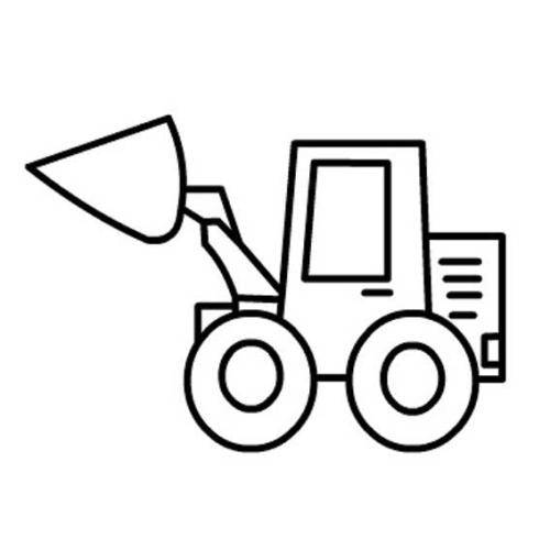 工程车铲车黑白简笔画图片大全_6