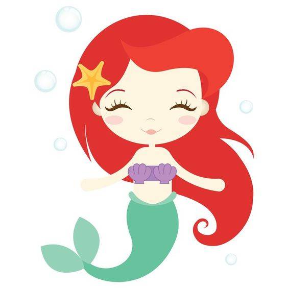 彩色美人鱼公主可爱简笔画图片大全_2