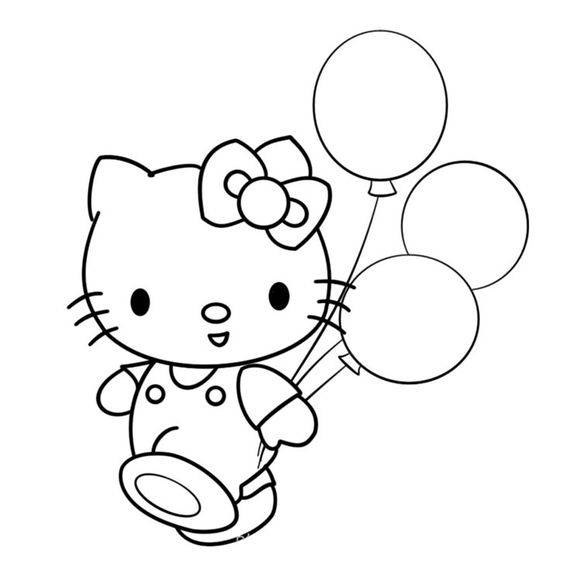 黑白Hello kitty卡通简笔画图片大全_10