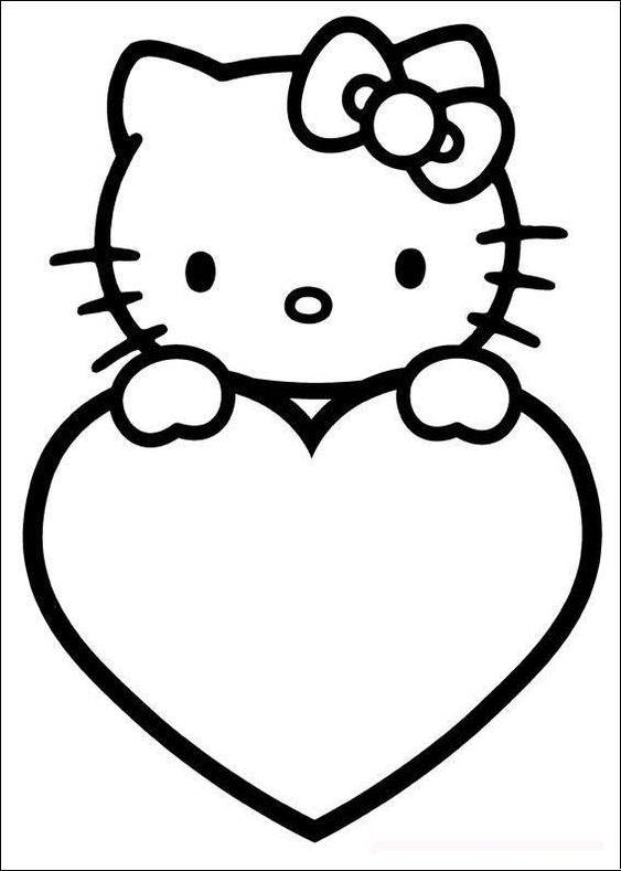 黑白Hello kitty卡通简笔画图片大全_6