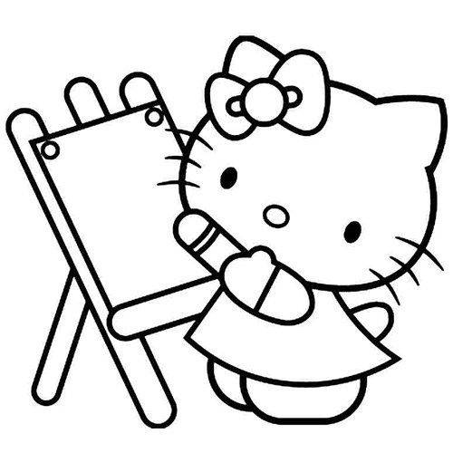 黑白Hello kitty卡通简笔画图片大全_9
