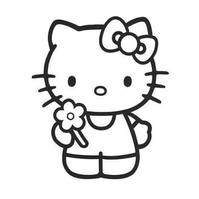 黑白Hello kitty卡通简笔画图片大全
