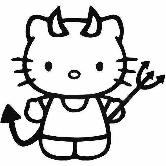 黑白Hello kitty卡通简笔画图片大全_12