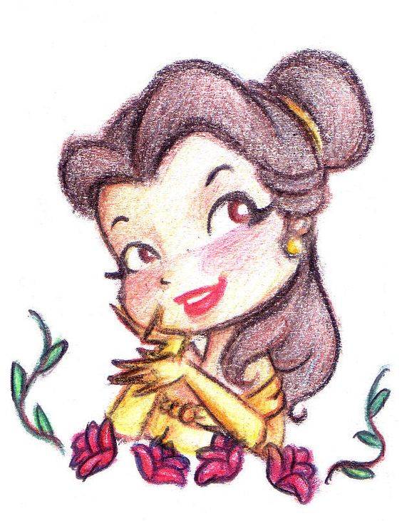 彩色贝儿公主简笔画图片大全_2