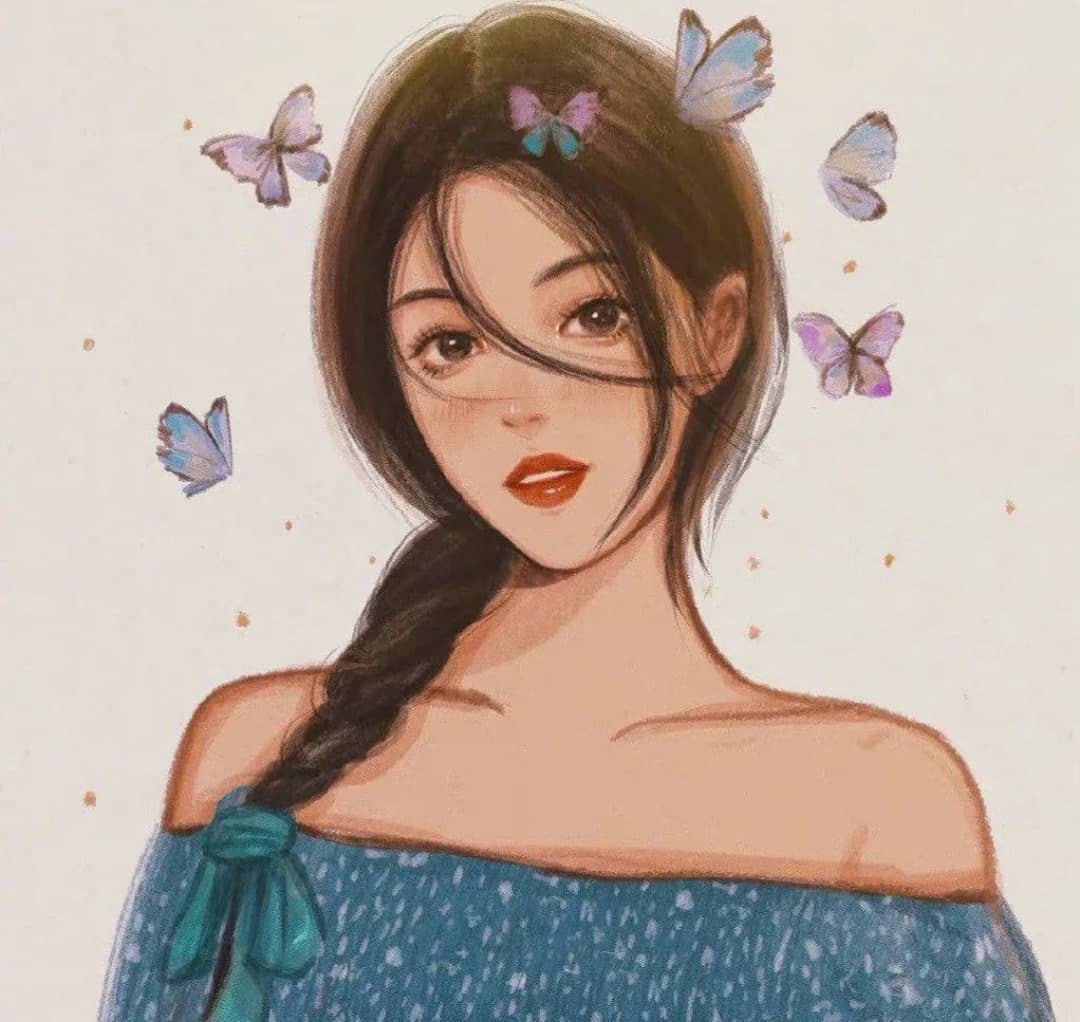 女生个性插画简约头像高清大图精选_7