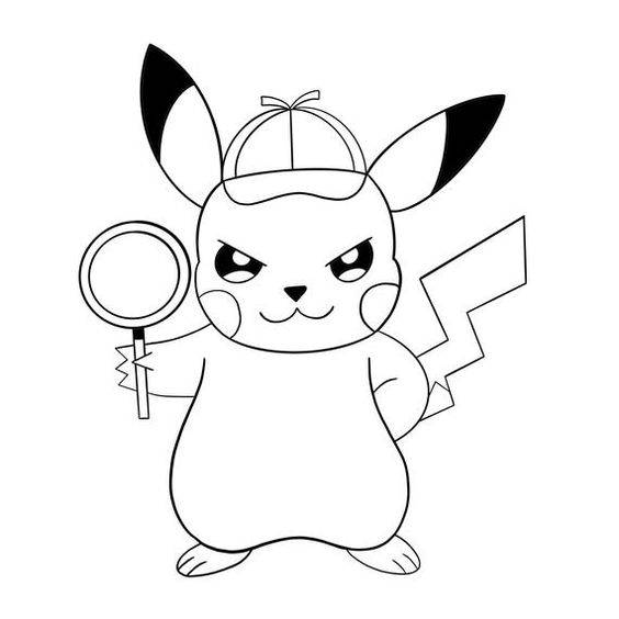 Q版比卡丘黑白简笔画图片大全_4