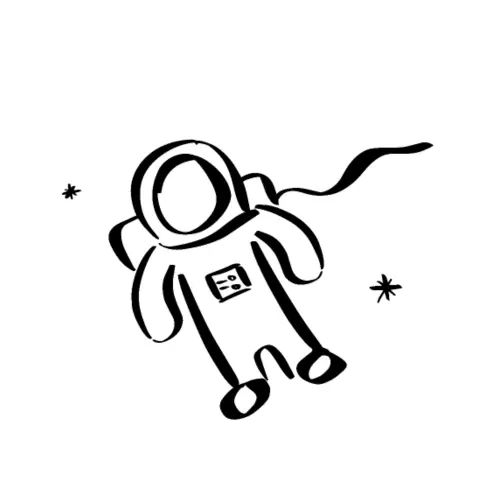 可爱太空人黑白简笔画图片大全_8