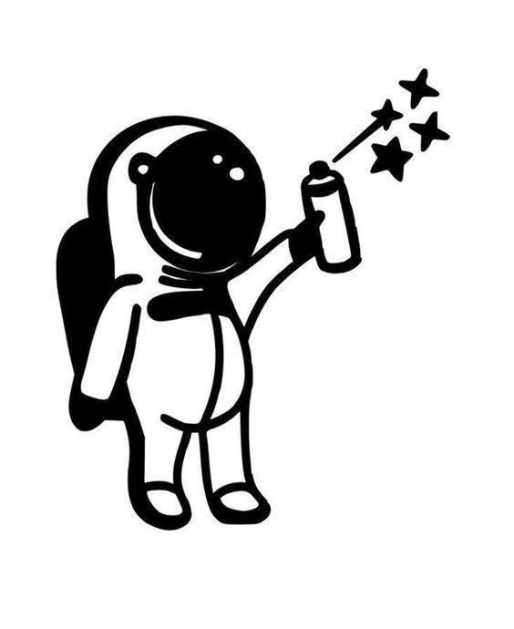 可爱太空人黑白简笔画图片大全_4