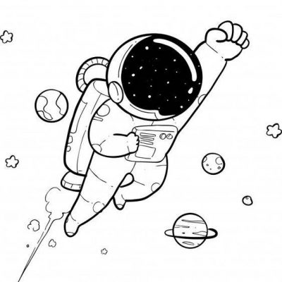 可爱太空人黑白简笔画图片大全