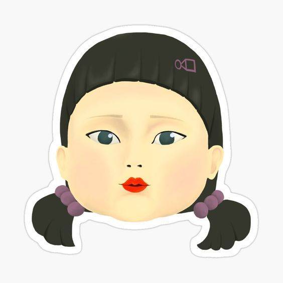 《鱿鱼游戏》木头人小女孩彩色简笔画图片大全_7