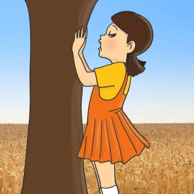 《鱿鱼游戏》木头人小女孩彩色简笔画图片大全