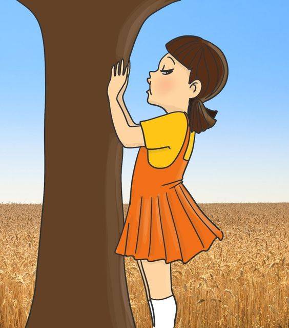 《鱿鱼游戏》木头人小女孩彩色简笔画图片大全_8