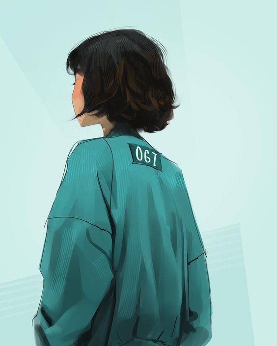 《鱿鱼游戏》067号姜晓卡通版彩色简笔画图片大全_5