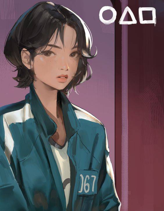 《鱿鱼游戏》067号姜晓卡通版彩色简笔画图片大全_6