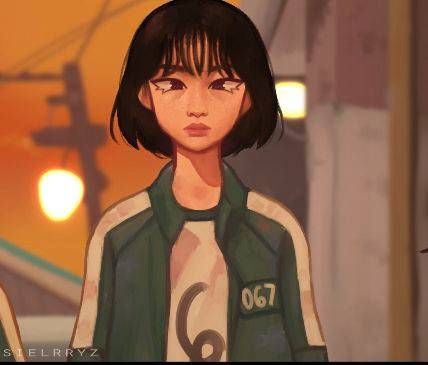《鱿鱼游戏》067号姜晓卡通版彩色简笔画图片大全_8