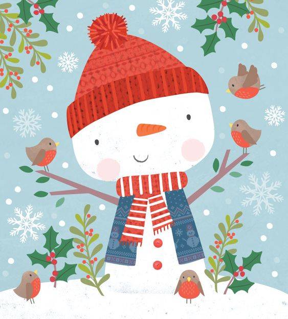 12月25日圣诞节雪人彩色简笔画图片大全_11