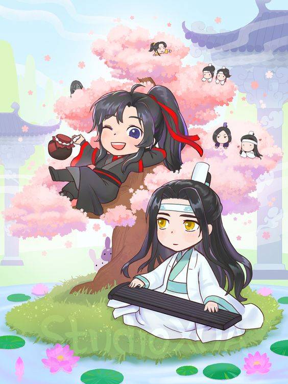 Q版肖战王一博在一起简笔画图片大全_12