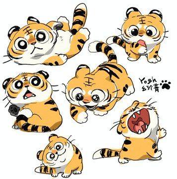 彩色老虎简笔画图片大全_8