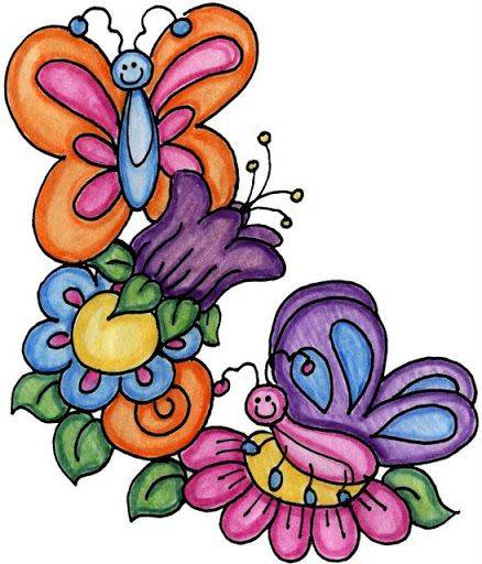 彩色昆虫花蝴蝶简笔画图片大全_12