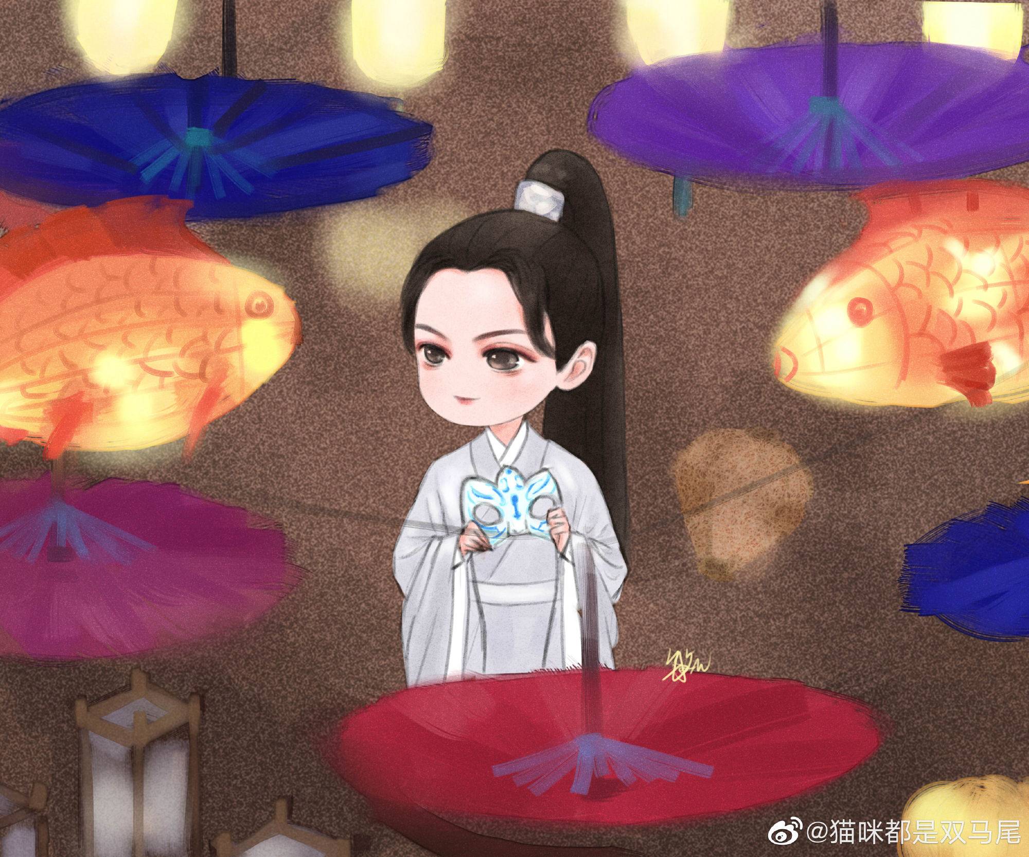 《斛珠夫人》方鉴明陈伟霆Q版彩色简笔画图片_4