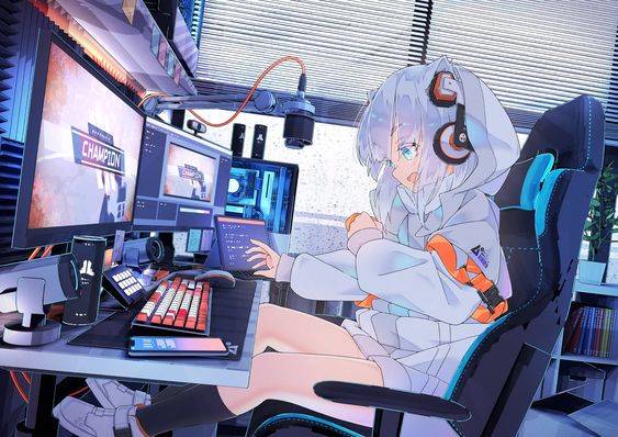 坐在电竞椅上的动漫二次元少女_1