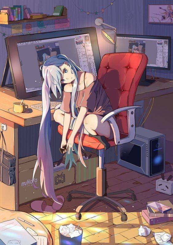 坐在电竞椅上的动漫二次元少女_3