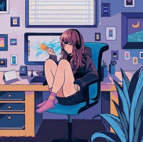 坐在电竞椅上的动漫二次元少女_4