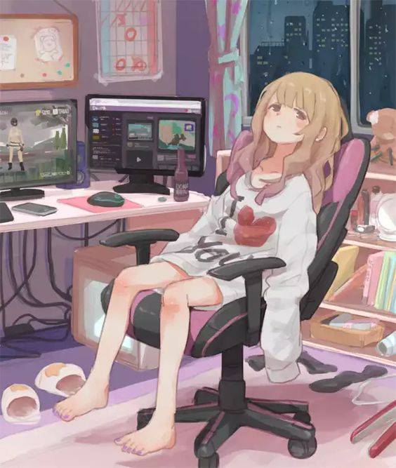坐在电竞椅上的动漫二次元少女_5