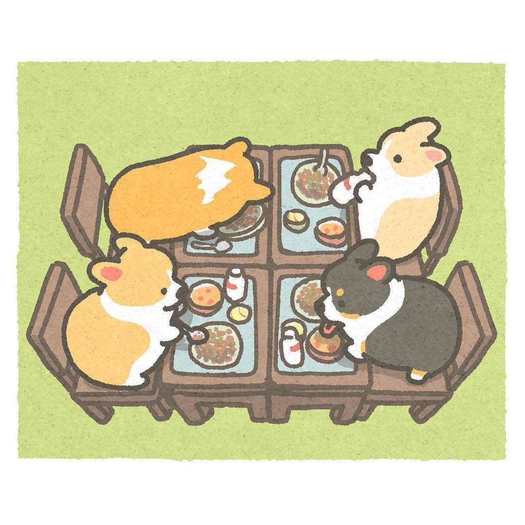 治愈系柯基狗狗彩色简笔画图片大全_10
