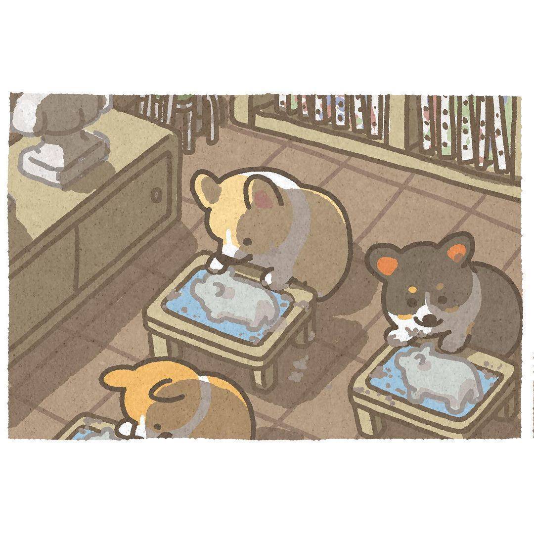 治愈系柯基狗狗彩色简笔画图片大全_9