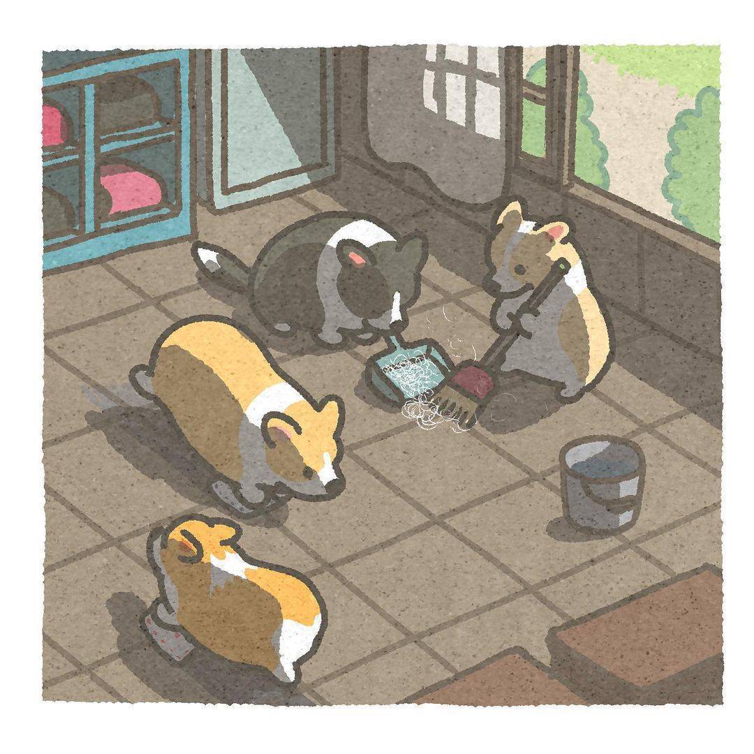 治愈系柯基狗狗彩色简笔画图片大全_7