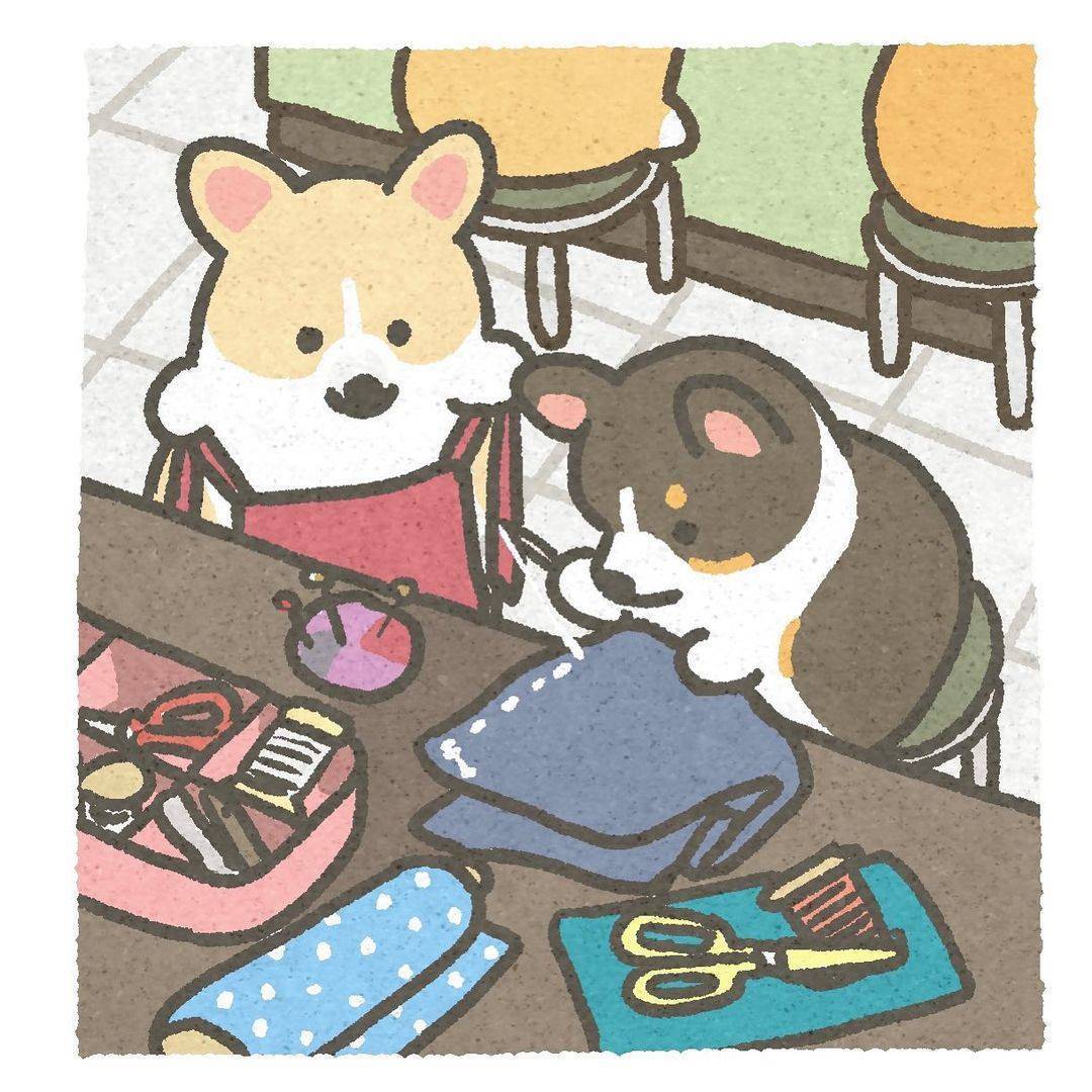 治愈系柯基狗狗彩色简笔画图片大全_3