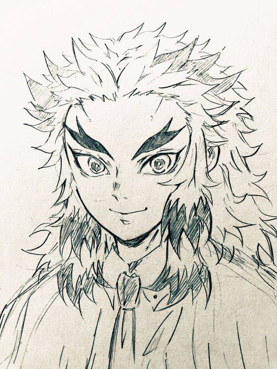 鬼灭之刃炼狱杏寿郎黑白简笔画图片精选_3