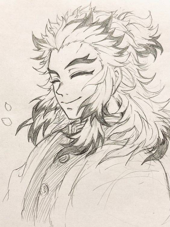 鬼灭之刃炼狱杏寿郎黑白简笔画图片精选_4