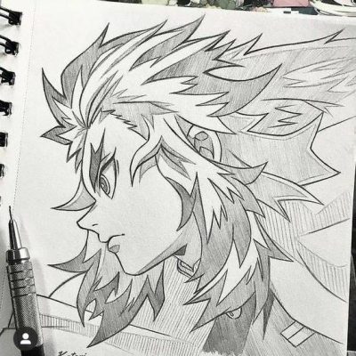 鬼灭之刃炼狱杏寿郎黑白简笔画图片精选