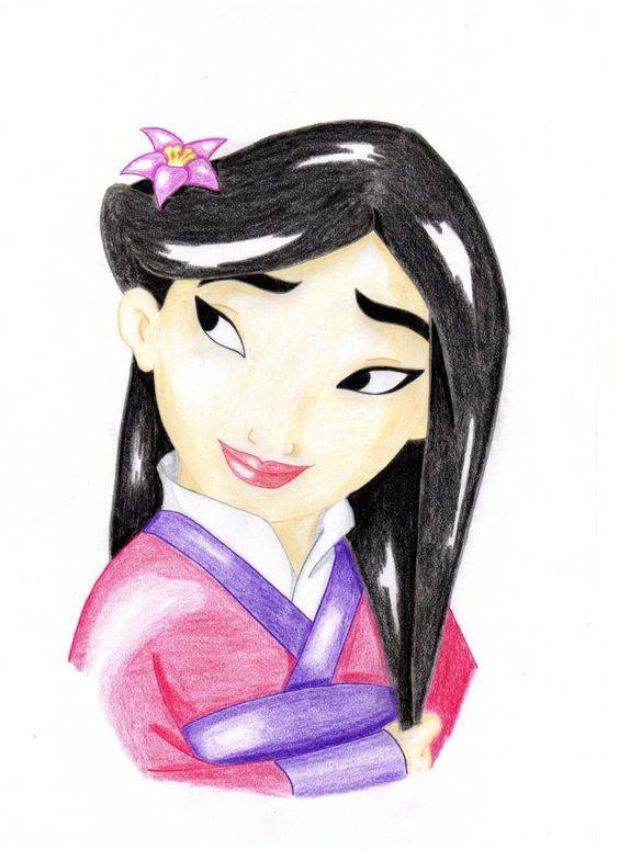 动画花木兰彩色简笔画图片大全_5