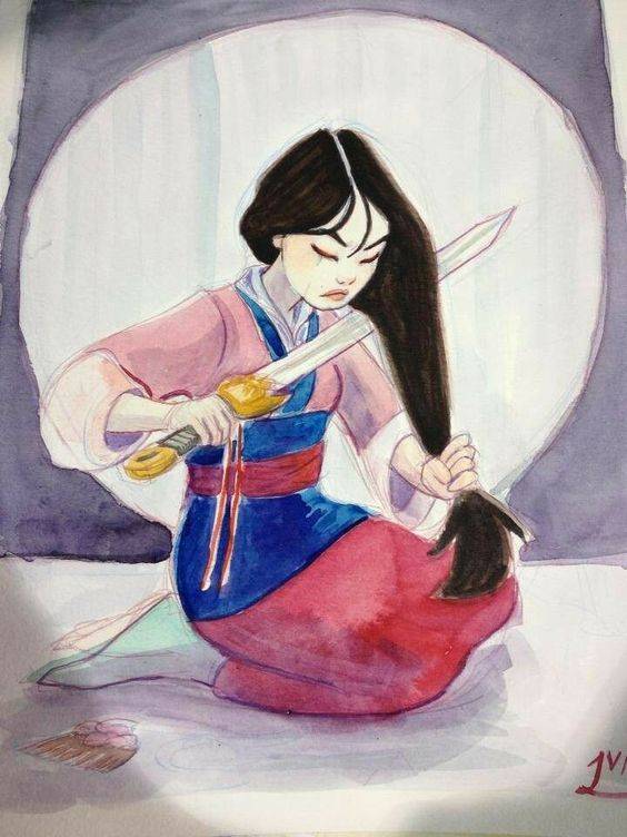动画花木兰彩色简笔画图片大全_2