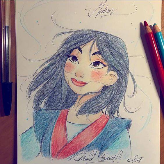 动画花木兰彩色简笔画图片大全_9