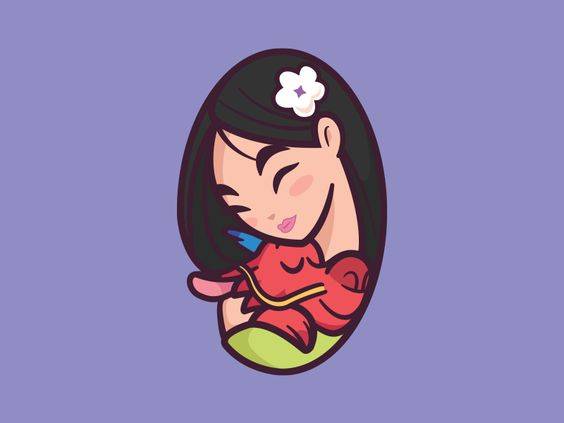 Q版花木兰彩色简笔画图片大全_2