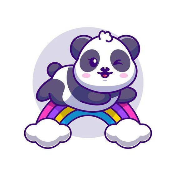 可爱熊猫卡通彩色简笔画图片大全_3