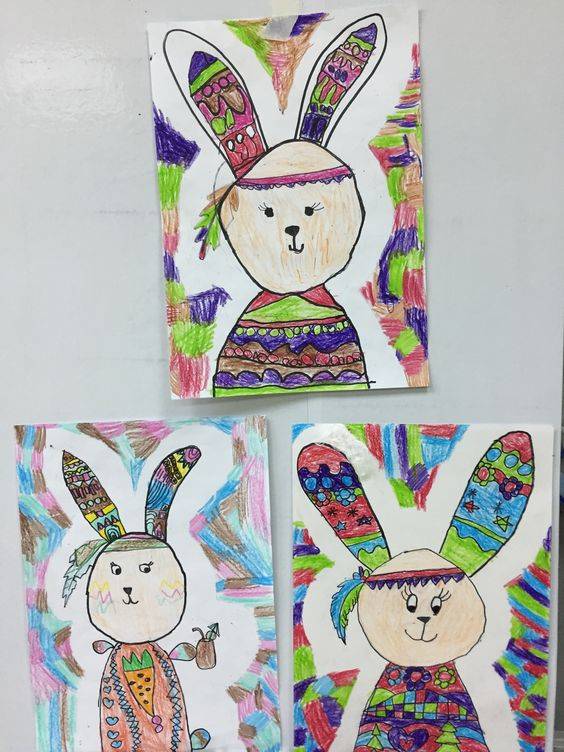 幼儿园彩色兔子卡通简笔画图片大全_7