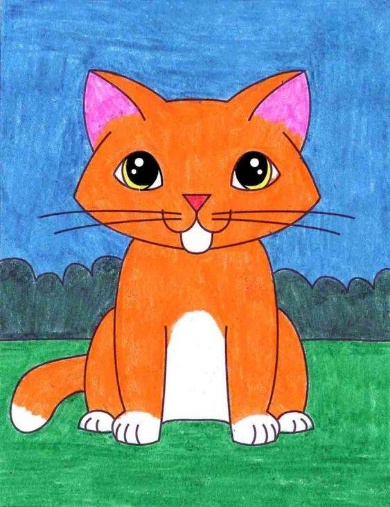 可爱小猫彩色简笔画图片大全_10