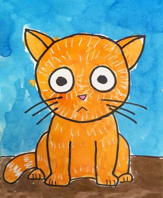 可爱小猫彩色简笔画图片大全_9